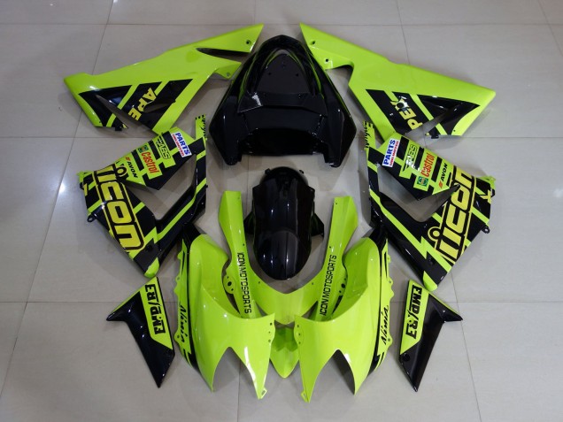 High Viz Yellow and Black 2004-2005 ZX10R Motorcycle Fairings High Viz Yellow and Black 2004-2005 ZX10R Motorcycle Fairings