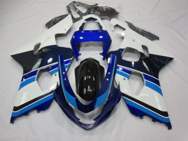 Light Blue White and Black 2004-2005 GSXR 600-750 Motorcycle Fairings