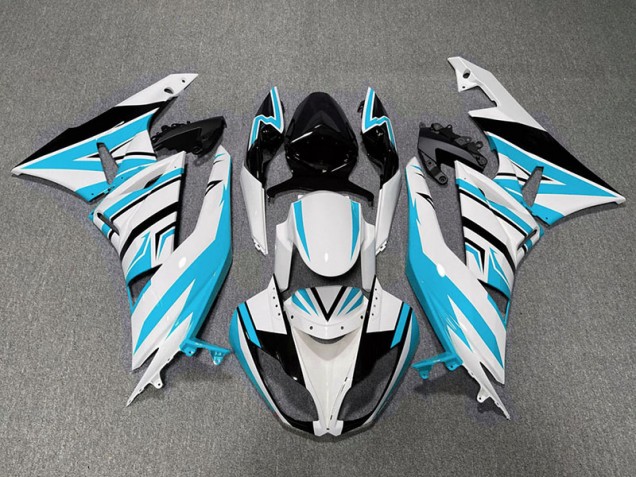 Light Blue White and Black Zag 2009-2012 ZX6R Motorcycle Fairings Light Blue White and Black Zag 2009-2012 ZX6R Motorcycle Fairings