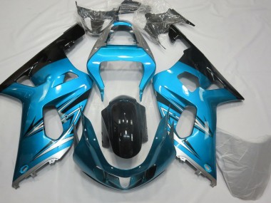 Light Blue and Silver 2001-2003 GSXR 600-750 Motorcycle Fairings
