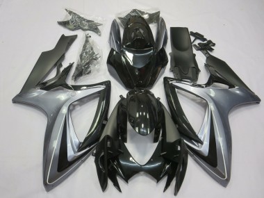 Light Silver And Black 2006-2007 GSXR 600-750 Motorcycle Fairings