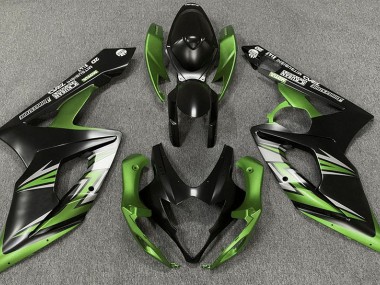 Matte Black and Green 2005-2006 GSXR 1000 Motorcycle Fairings