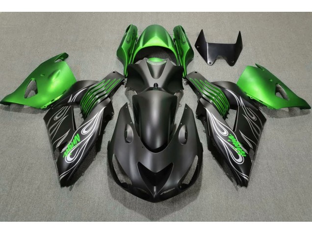 Matte Black and Green 2006-2011 ZX14R Motorcycle Fairings Matte Black and Green 2006-2011 ZX14R Motorcycle Fairings