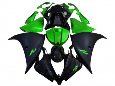 Matte Black and Green 2012-2014 R1 Motorcycle Fairings