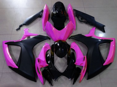 Matte Black and Pink 2006-2007 GSXR 600-750 Motorcycle Fairings