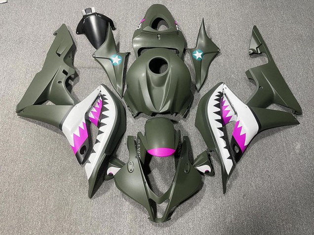 Matte Green & Pink Shark 2007-2008 CBR600RR Motorcycle Fairings Matte Green & Pink Shark 2007-2008 CBR600RR Motorcycle Fairings