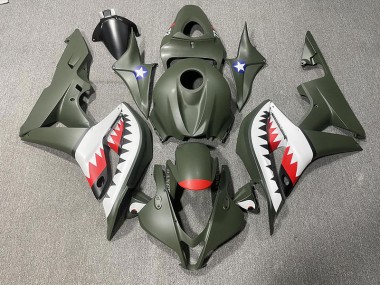 Matte Green & Red Shark 2007-2008 CBR600RR Motorcycle Fairings