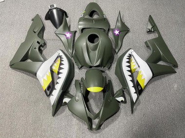 Matte Green & Yellow Shark 2007-2008 CBR600RR Motorcycle Fairings