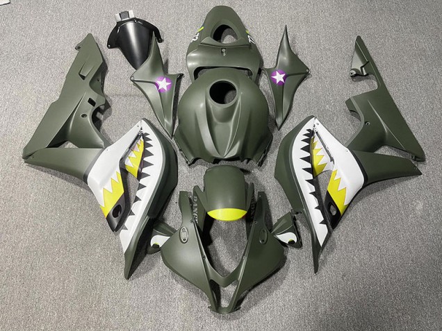 Matte Green & Yellow Shark 2007-2008 CBR600RR Motorcycle Fairings Matte Green & Yellow Shark 2007-2008 CBR600RR Motorcycle Fairings