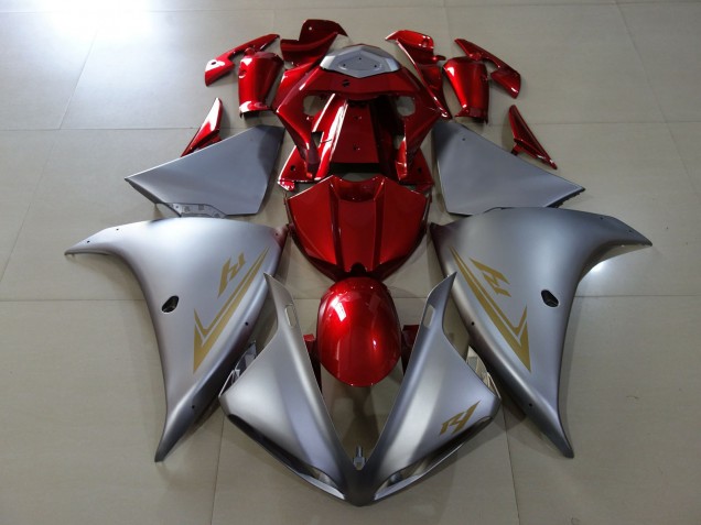 Matte Silver & Gloss Red 2009-2011 R1 Motorcycle Fairings Matte Silver & Gloss Red 2009-2011 R1 Motorcycle Fairings