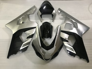 Matte Silver and Black 2004-2005 GSXR 600-750 Motorcycle Fairings