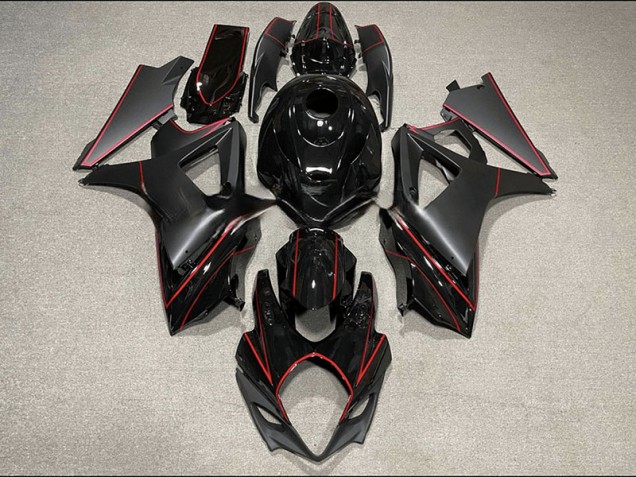 Matte and Gloss Black & Red Trim 2007-2008 GSXR 1000 Motorcycle Fairings Matte and Gloss Black & Red Trim 2007-2008 GSXR 1000 Motorcycle Fairings