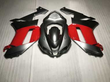 Metallic Silver with Red 2007-2008 ZX6R Motorcycle Fairings