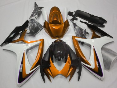 Orange & White Debadged 2006-2007 GSXR 600-750 Motorcycle Fairings
