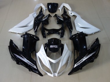 Pearl White and Black 2013-2018 ZX6R Motorcycle Fairings