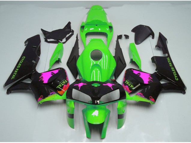 Pink Splatter on Green 2005-2006 CBR600RR Motorcycle Fairings Pink Splatter on Green 2005-2006 CBR600RR Motorcycle Fairings
