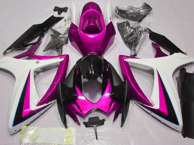 Pink & White 2006-2007 GSXR 600-750 Motorcycle Fairings