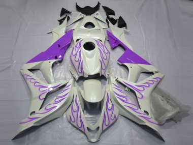 Purple Flame on White 2007-2008 CBR600RR Motorcycle Fairings