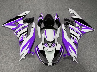 Purple White and Black Zag 2009-2012 ZX6R Motorcycle Fairings