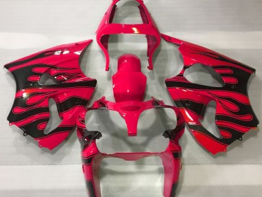Red & Black Flame 2000-2002 ZX6R Motorcycle Fairings