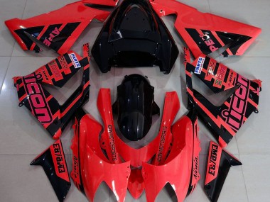 Red and Black & Logos 2004-2005 ZX10R Motorcycle Fairings