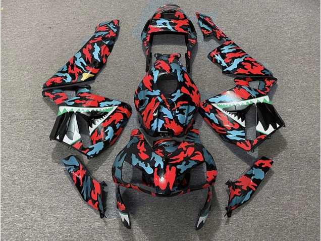 Red and Blue Camo 2003-2004 CBR600RR Motorcycle Fairings Red and Blue Camo 2003-2004 CBR600RR Motorcycle Fairings