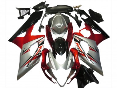 Red and Silver 2005-2006 GSXR 1000 Motorcycle Fairings