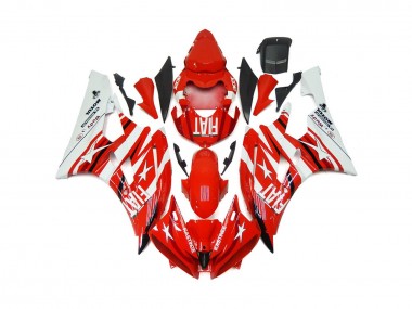 Red and White Star Fiat 2006-2007 R6 Motorcycle Fairings