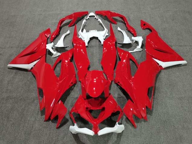 Red with White 2019-2023 ZX6R Motorcycle Fairings Red with White 2019-2023 ZX6R Motorcycle Fairings