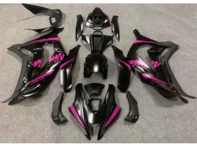 Satin Black & Pink 2016-2019 ZX10R Motorcycle Fairings Satin Black & Pink 2016-2019 ZX10R Motorcycle Fairings
