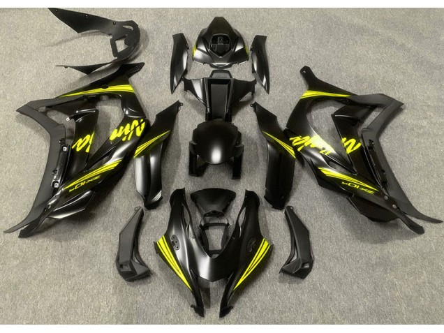 Satin Black & Yellow 2016-2019 ZX10R Motorcycle Fairings Satin Black & Yellow 2016-2019 ZX10R Motorcycle Fairings