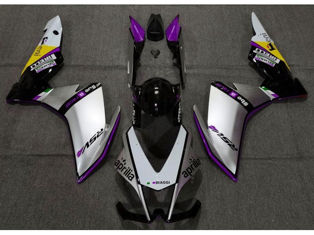 Silver Pirelli & Purple 2010-2015 RSV4 1000 Motorcycle Fairings Silver Pirelli & Purple 2010-2015 RSV4 1000 Motorcycle Fairings
