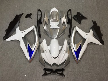 Silver White Blue 2008-2010 GSXR 600-750 Motorcycle Fairings