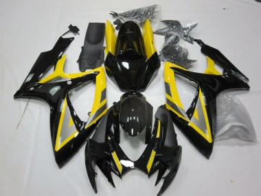 Silver and Black Yellow 2006-2007 GSXR 600-750 Motorcycle Fairings