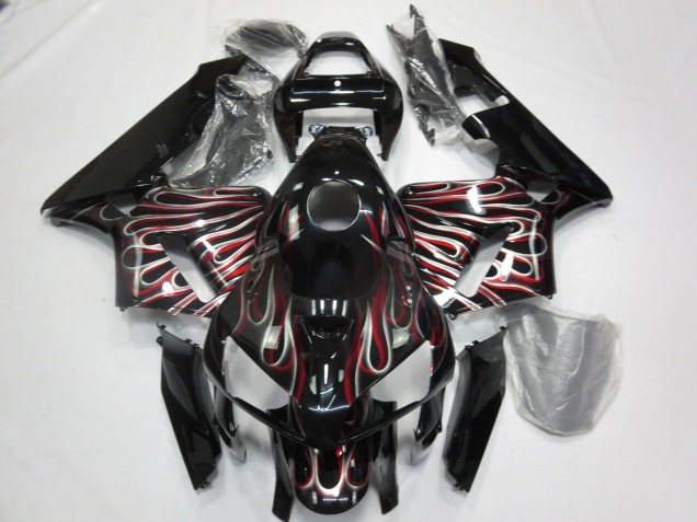 Silver and Red Flame 2005-2006 CBR600RR Motorcycle Fairings Silver and Red Flame 2005-2006 CBR600RR Motorcycle Fairings