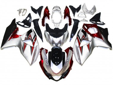 Silver with Red Hints 2009-2016 GSXR 1000 Motorcycle Fairings