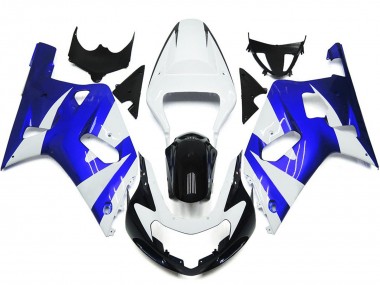 Vibrant Blue and White OEM Style 2001-2003 GSXR 600-750 Motorcycle Fairings