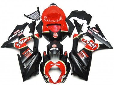 Vibrant Matte Black Custom Lucky Strike 2007-2008 GSXR 1000 Motorcycle Fairings