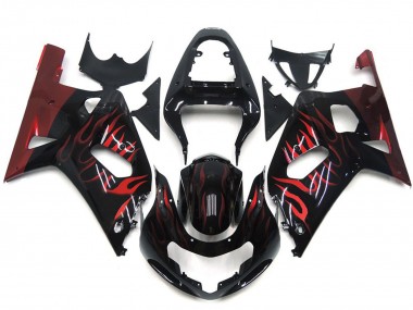 Vibrant Red Flame 2001-2003 GSXR 600-750 Motorcycle Fairings