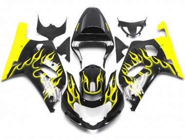 Vibrant Yellow Flame 2001-2003 GSXR 600-750 Motorcycle Fairings