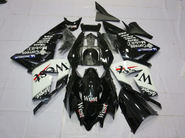 West White Black 2004-2005 ZX10R Motorcycle Fairings West White Black 2004-2005 ZX10R Motorcycle Fairings