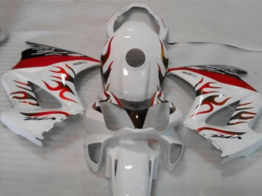White Red Flame 2002-2012 VFR800 Motorcycle Fairings