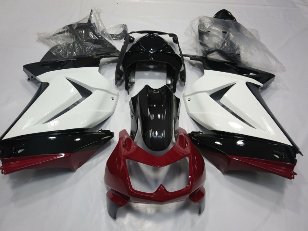 White Red and Black 2008-2012 Ninja 250 Motorcycle Fairings White Red and Black 2008-2012 Ninja 250 Motorcycle Fairings