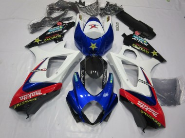 White Rockstar 2007-2008 GSXR 1000 Motorcycle Fairings