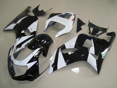 White and Black 2001-2003 GSXR 600-750 Motorcycle Fairings