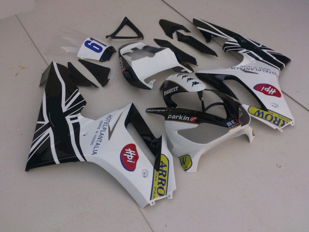 White and Black with Flag 2006-2008 Daytona 675 Motorcycle Fairings White and Black with Flag 2006-2008 Daytona 675 Motorcycle Fairings