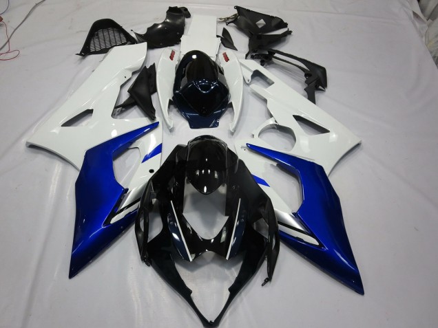 White and Blue 2005-2006 GSXR 1000 Motorcycle Fairings White and Blue 2005-2006 GSXR 1000 Motorcycle Fairings