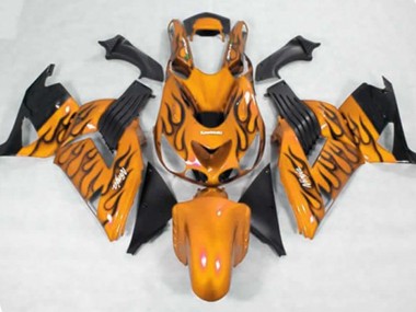 Yellow Black Flame 2006-2011 ZX14R Motorcycle Fairings