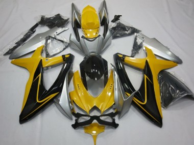 Yellow Black and Silver 2008-2010 GSXR 600-750 Motorcycle Fairings