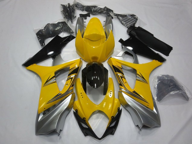 Yellow Silver 2007-2008 GSXR 1000 Motorcycle Fairings Yellow Silver 2007-2008 GSXR 1000 Motorcycle Fairings